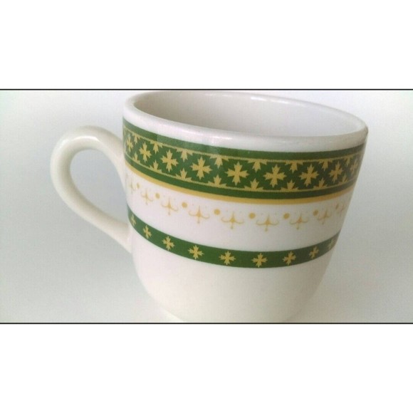 Vintage Syracuse China Demitasse Cup White Green Stripe with Gold Cross - Picture 2 of 4